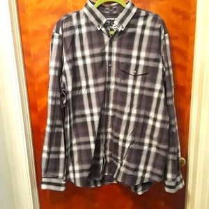 Express plaid button up shirt xl purple black